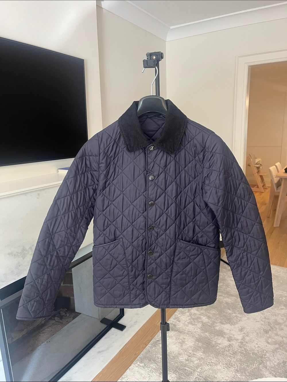 Barbour Men's Navy Blue Quilted Jacket - Size Small